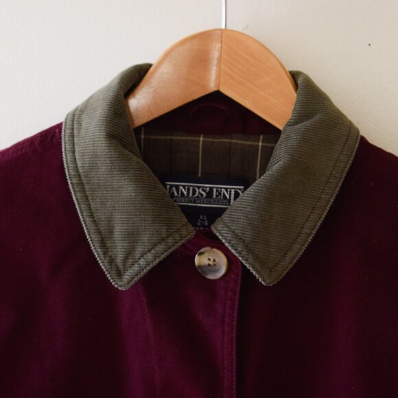 Lands End burgundy flannel lined chore coat XS-P - Picture 3 of 6